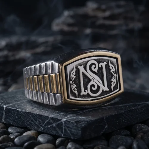 sanat34yuzuk (1) Özel Monogram Harfli Kordon Tasarım Gümüş Yüzük Modeli