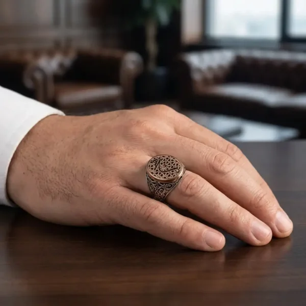 sanat34yuzuk (1) Selçuklu Motifli Vav Harfli Gümüş Yüzük Modeli
