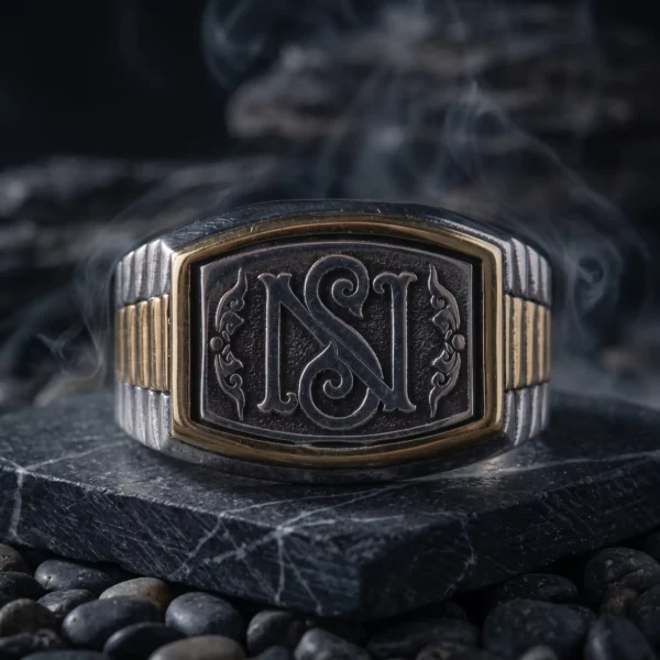 sanat34yuzuk (2) Özel Monogram Harfli Kordon Tasarım Gümüş Yüzük Modeli