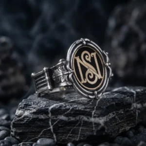 Özel Monogramlı Mimarili Gümüş Yüzük Modeli