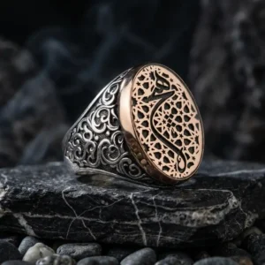 sanat34yuzuk (3) Selçuklu Motifli Vav Harfli Gümüş Yüzük Modeli